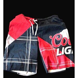 Coors Light Men's Board Shorts Sz Large colorblock red black